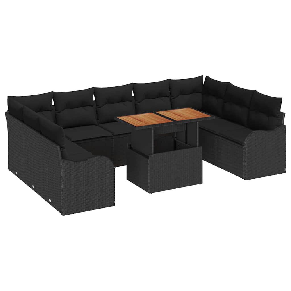 Set Divano da Giardino con cuscino 10 pcs Nero | homemem39