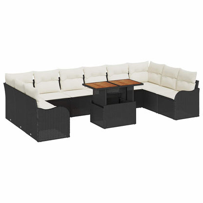 Set Divano da Giardino con cuscino 11 pcs Nero e crema | homemem39
