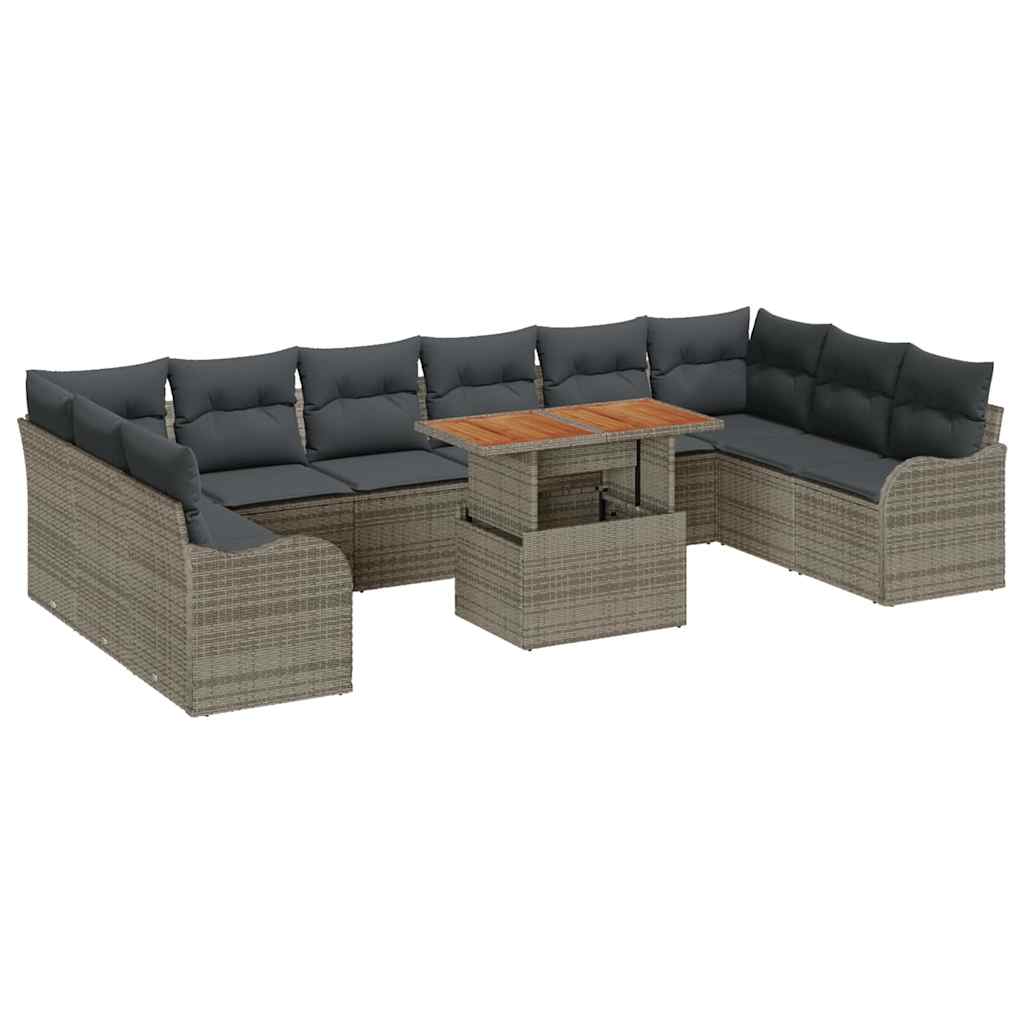 Set Divano da Giardino con cuscino 11 pcs Grigio | homemem39