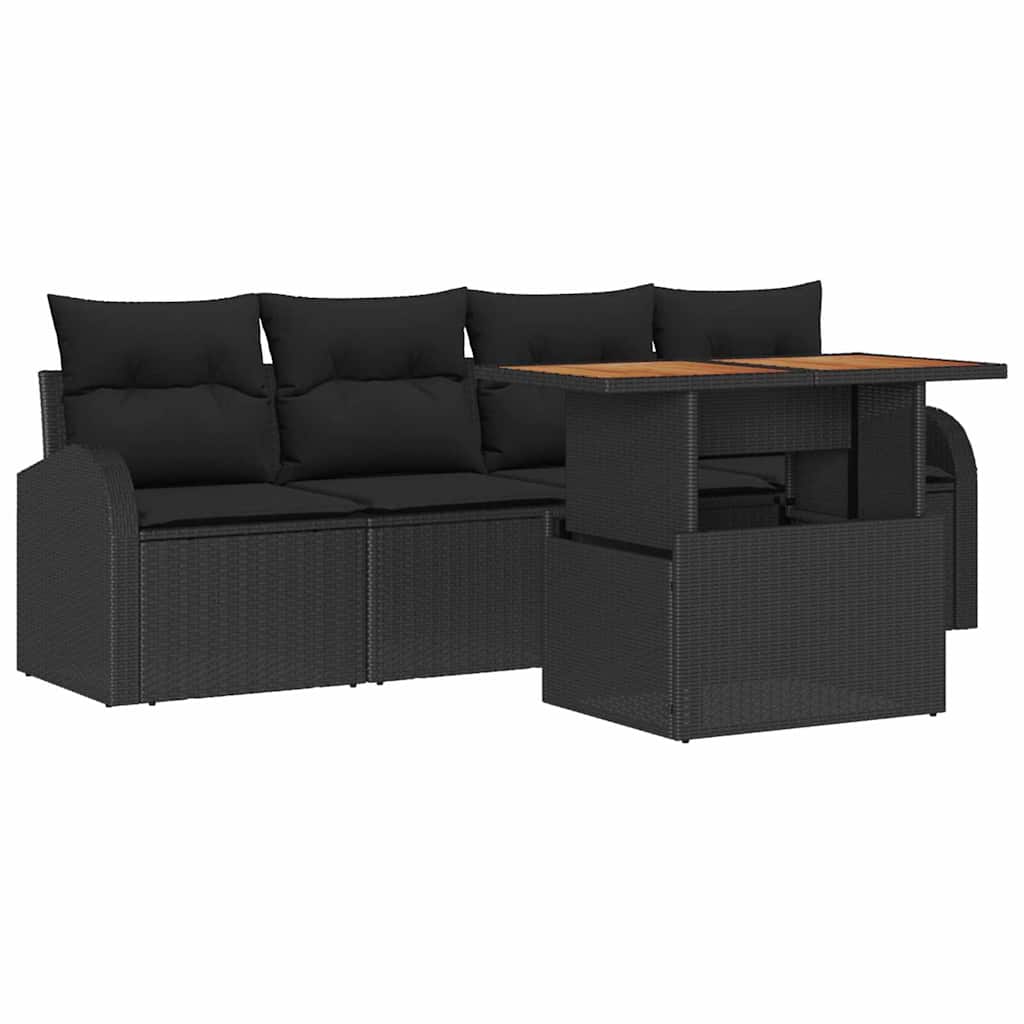 Set Divano da Giardino 5 pz Nero