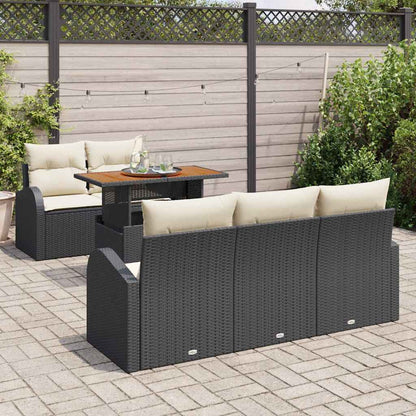 Set Divano da Giardino con cuscino 6 pcs Nero e crema