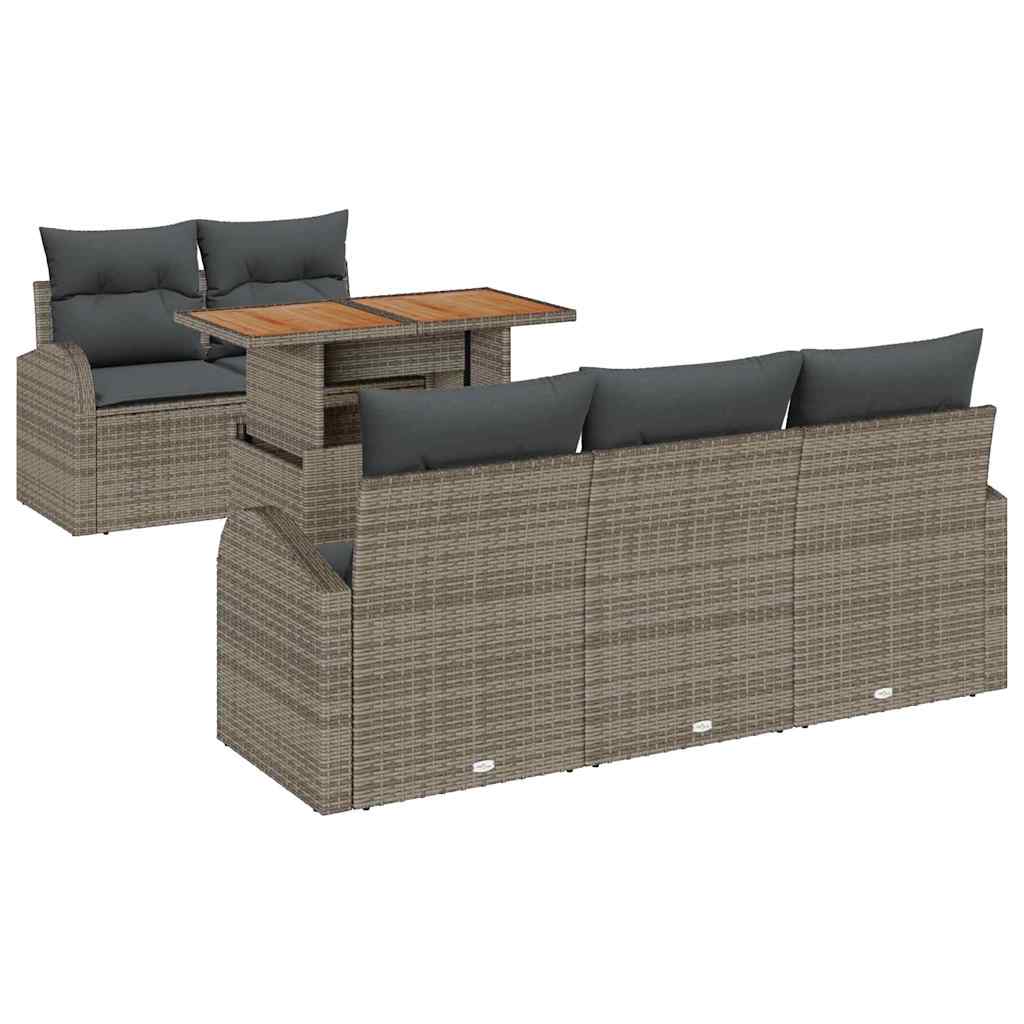 Set Divano da Giardino con cuscino 6 pcs Grigio