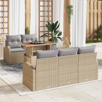 Set Divano da Giardino con cuscino 6 pcs beige e grigio chiaro | homemem39