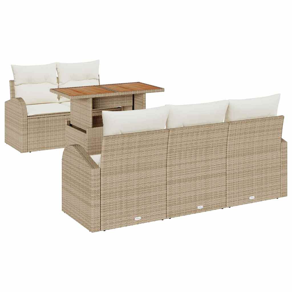 Set Divano da Giardino 6 pz beige e panna | homemem39