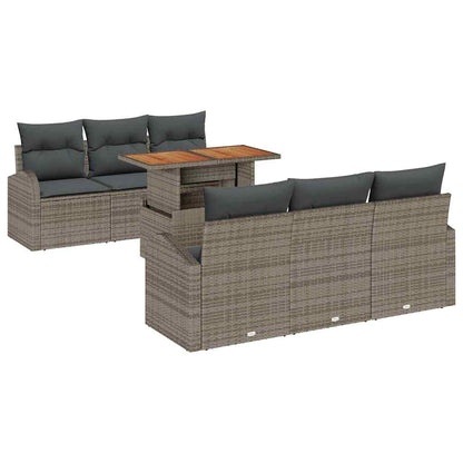 Set Divano da Giardino con cuscino 7 pcs Grigio