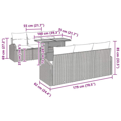 Set Divano da Giardino 7 pz beige e panna | homemem39