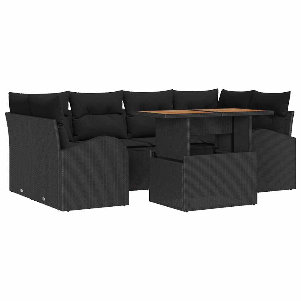 Set Divano da Giardino 7 pz Nero