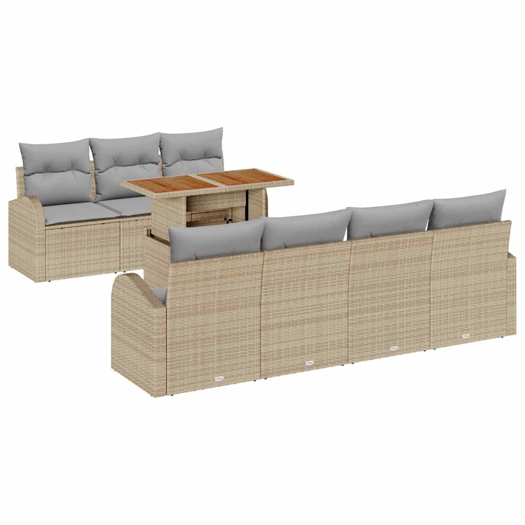 Set Divano da Giardino con cuscino 8 pcs beige e grigio chiaro