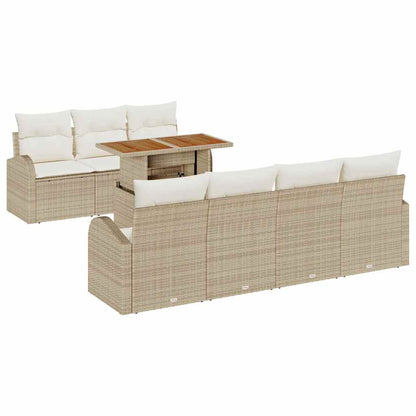 Set Divano da Giardino con cuscino 8 pcs beige e panna