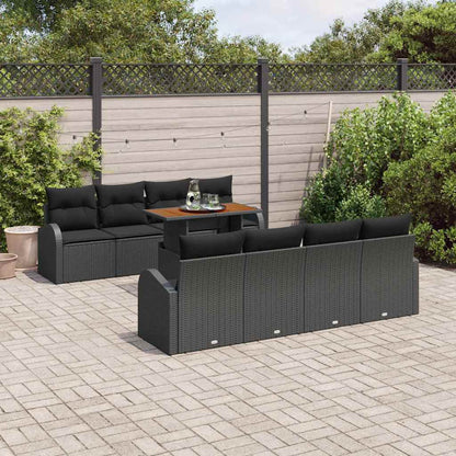 Set Divano da Giardino con cuscino 7 pcs Nero