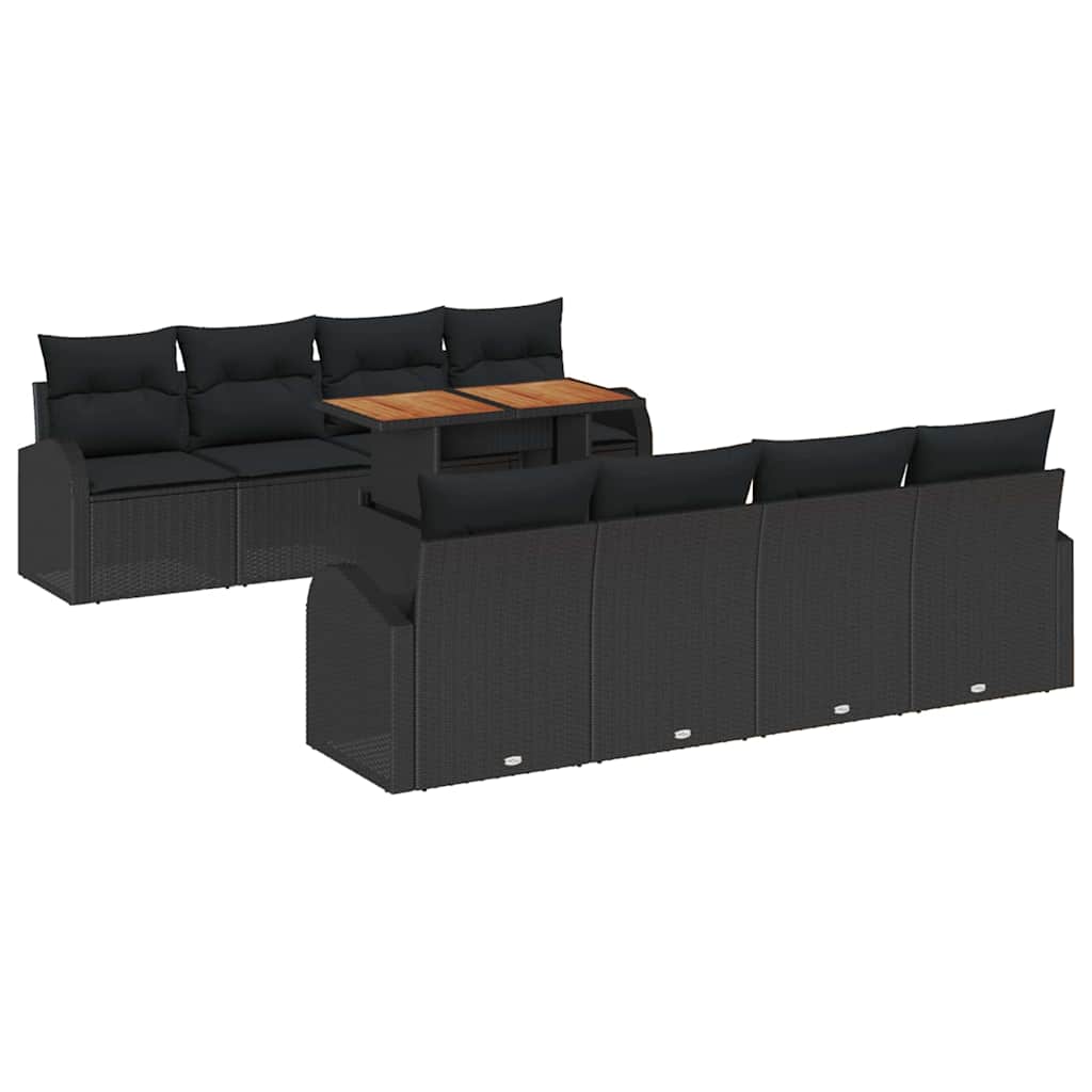 Set Divano da Giardino con cuscino 7 pcs Nero