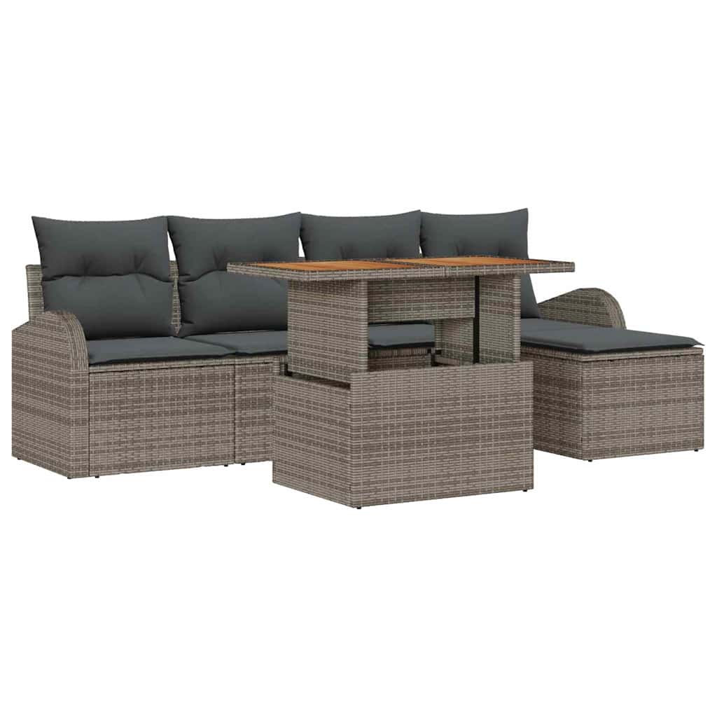 Set Divano da Giardino con cuscino 6 pcs Grigio