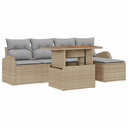 Set Divano da Giardino con cuscino 6 pcs beige e grigio chiaro