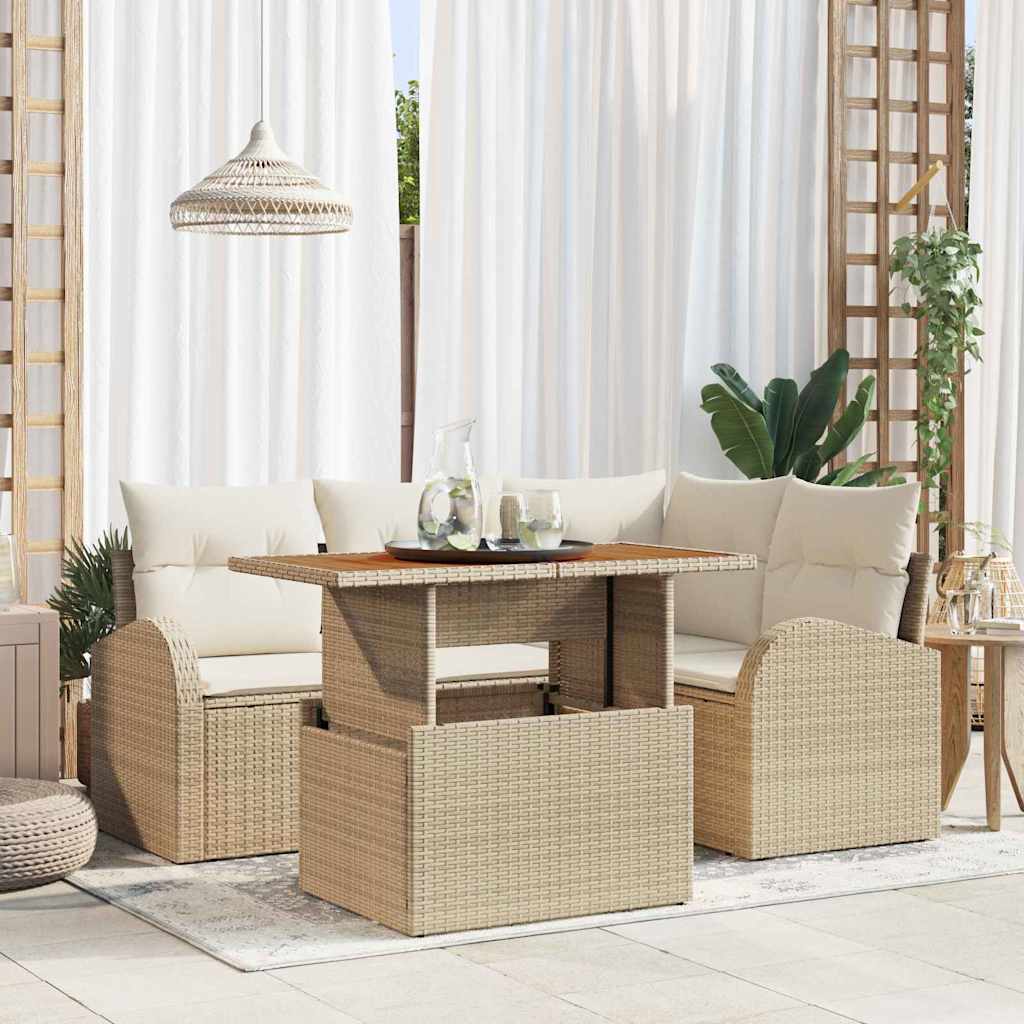 Set Divano da Giardino 5 pz beige e panna | homemem39