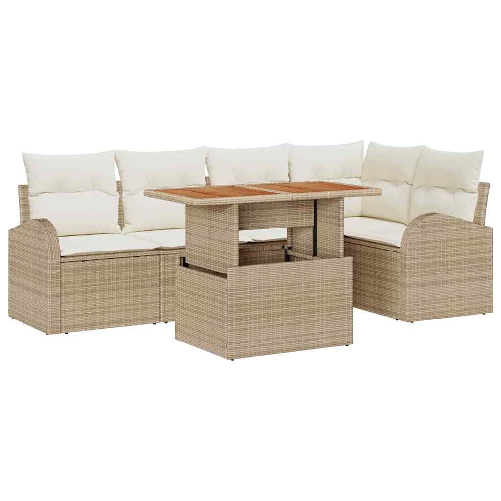 Set Divano da Giardino 6 pz beige e panna | homemem39