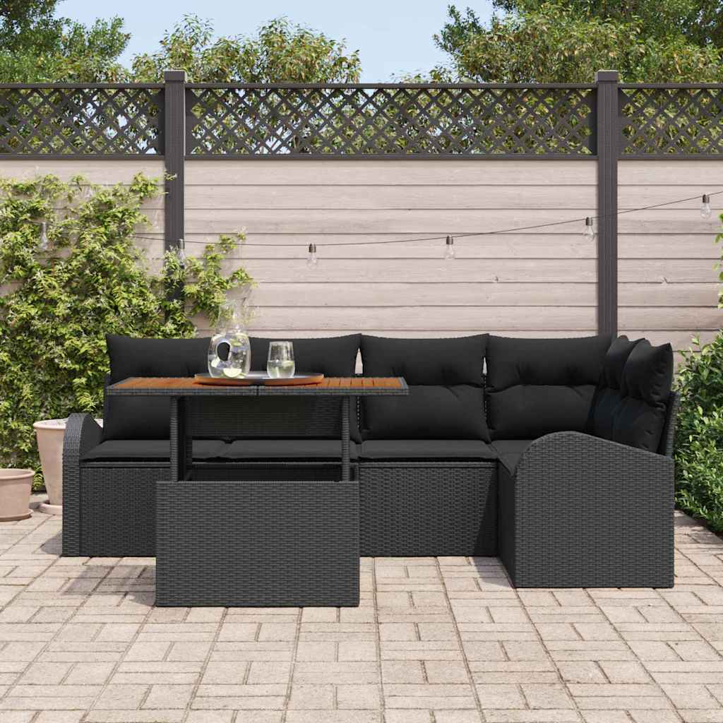 Set Divano da Giardino 6 pz Nero | homemem39