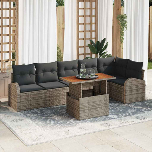 Set Divano da Giardino con cuscino 7 pcs Grigio