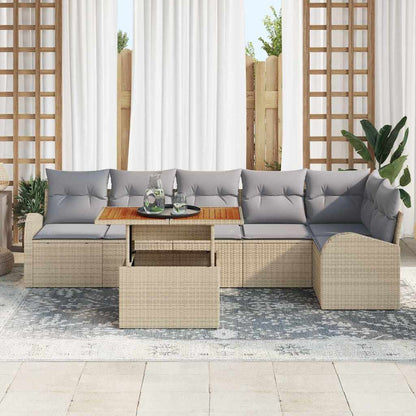 Set Divano da Giardino con cuscino 7 pcs beige e grigio chiaro