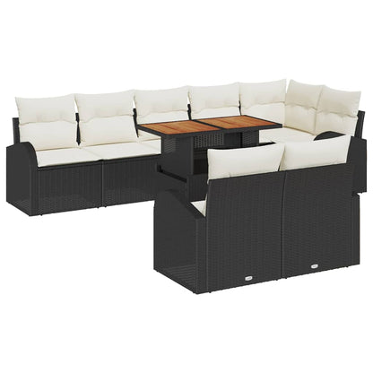 Set Divano da Giardino con cuscino 9 pcs Nero e crema