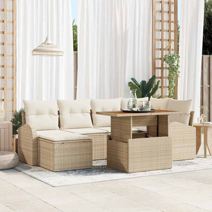 Set Divano da Giardino 7 pz beige e panna | homemem39