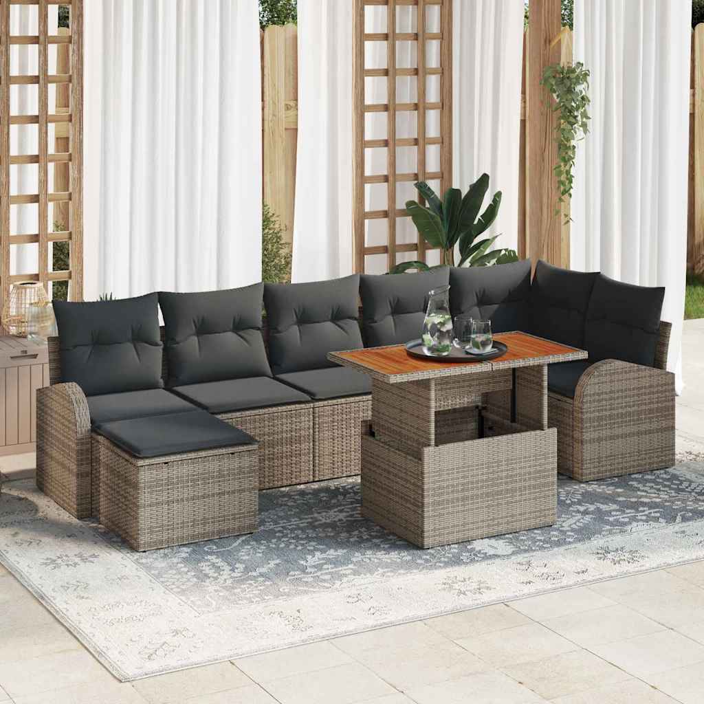 Set Divano da Giardino con cuscino 8 pcs Grigio