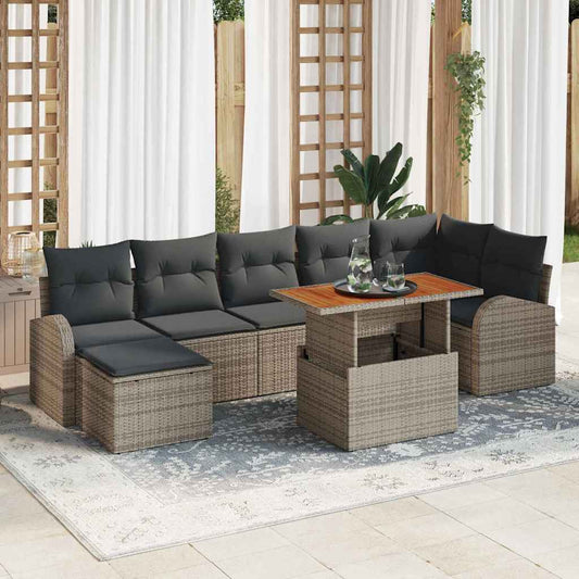 Set Divano da Giardino con cuscino 8 pcs Grigio