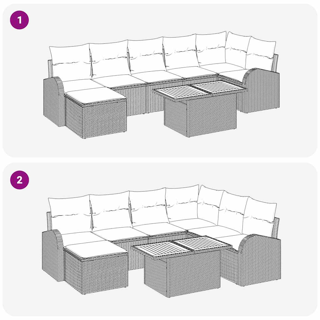 Set Divano da Giardino con cuscino 8 pcs Grigio