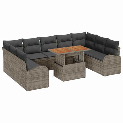 Set Divano da Giardino con cuscino 10 pcs Grigio