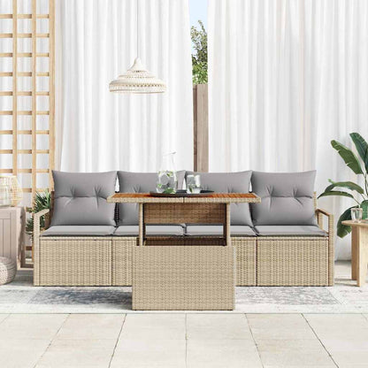 Set Divano da Giardino con cuscino 5 pcs beige e grigio chiaro