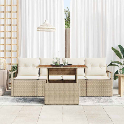 Set Divano da Giardino 5 pz 4-Numero di posti beige e panna | homemem39