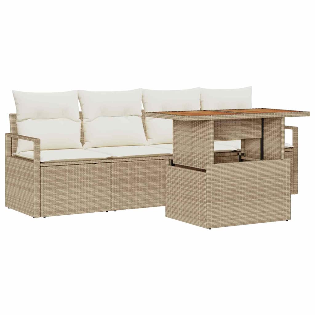 Set Divano da Giardino 5 pz 4-Numero di posti beige e panna | homemem39