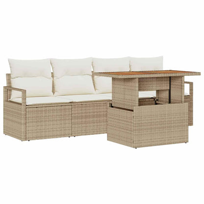 Set Divano da Giardino 5 pz 4-Numero di posti beige e panna | homemem39