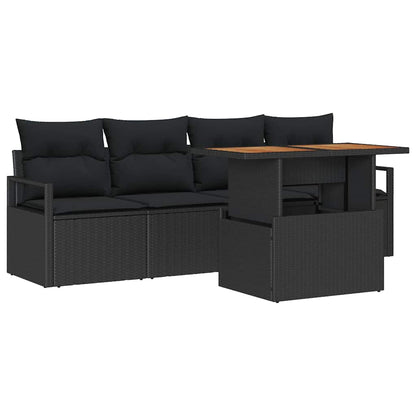 Set Divano da Giardino 5 pz 4-Numero di posti Nero