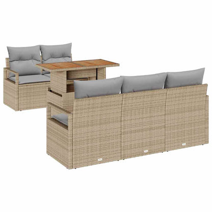 Set Divano da Giardino con cuscino 6 pcs beige e grigio chiaro