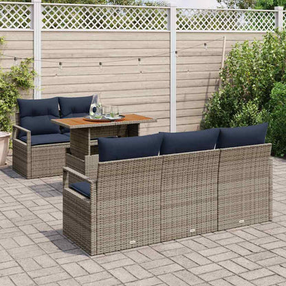 Set Divano da Giardino con cuscino 6 pcs grigio e blu navy