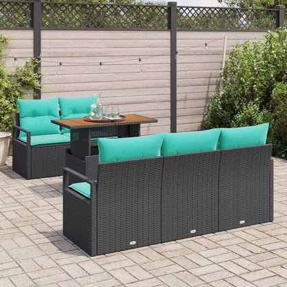 Set Divano da Giardino con cuscino 6 pcs Nero e blu