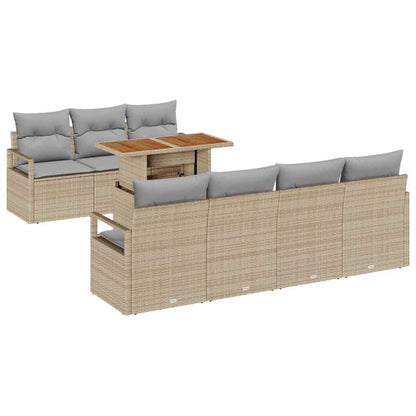 Set Divano da Giardino con cuscino 8 pcs Beige e grigio