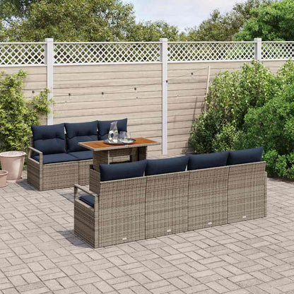 Set Divano da Giardino 8 pz 7-Numero di posti Grigio e Blu