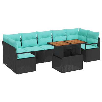 Set Divano da Giardino 8 pz 7-Numero di posti Nero e Teal