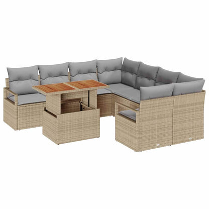 Set Divano da Giardino 9 pz 8-Numero di posti Beige e grigio