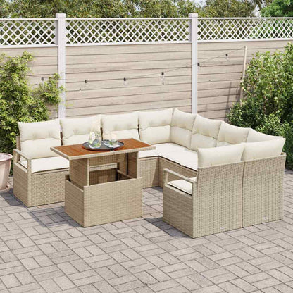 Set Divano da Giardino 9 pz 8-Numero di posti Beige e Crema