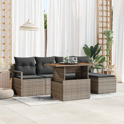 Set Divano da Giardino 6 pcs Grigio e Marrone