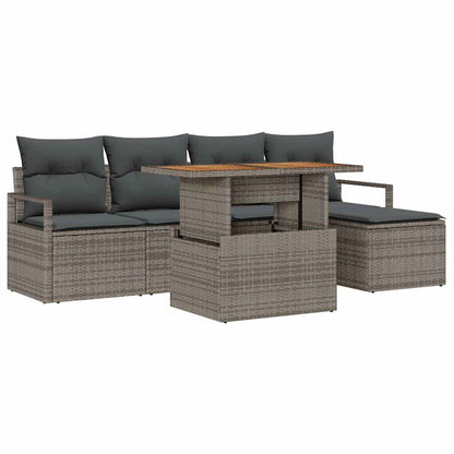 Set Divano da Giardino 6 pcs Grigio e Marrone
