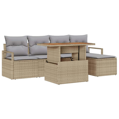 Set Divano da Giardino 6 pcs Beige e grigio