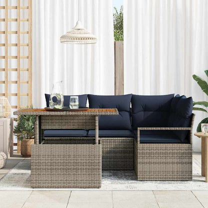 Set Divano da Giardino 5 pz 4-Numero di posti Grigio e Blu Navy