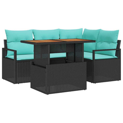 Set Divano da Giardino 5 pz 4-Numero di posti Nero e Teal
