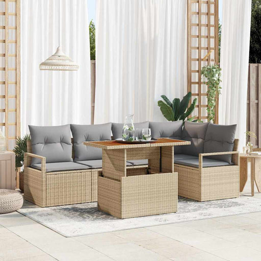 Set Divano da Giardino 6 pz 5-Numero di posti Beige e grigio | homemem39