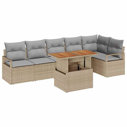 Set Divano da Giardino 7 pz 6-Numero di posti Beige e grigio