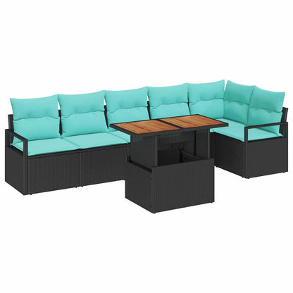 Set Divano da Giardino 7 pz 6-Numero di posti Nero e Teal