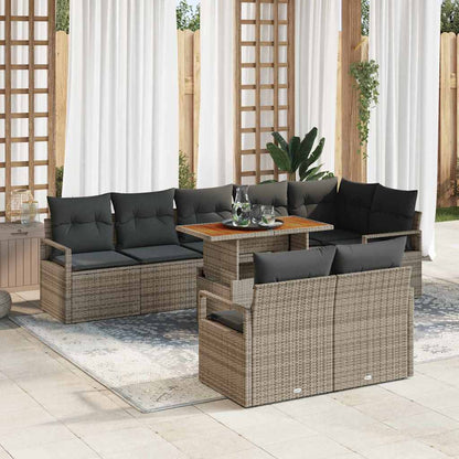 Set Divano da Giardino 9 pz 8-Numero di posti Grigio e Marrone